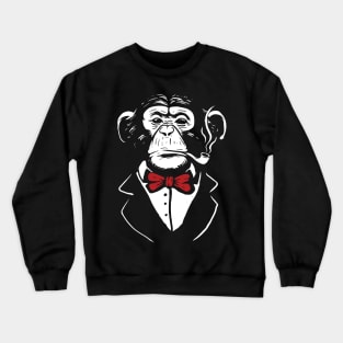 Gentleman monkey with bow tie smoking pipe Crewneck Sweatshirt